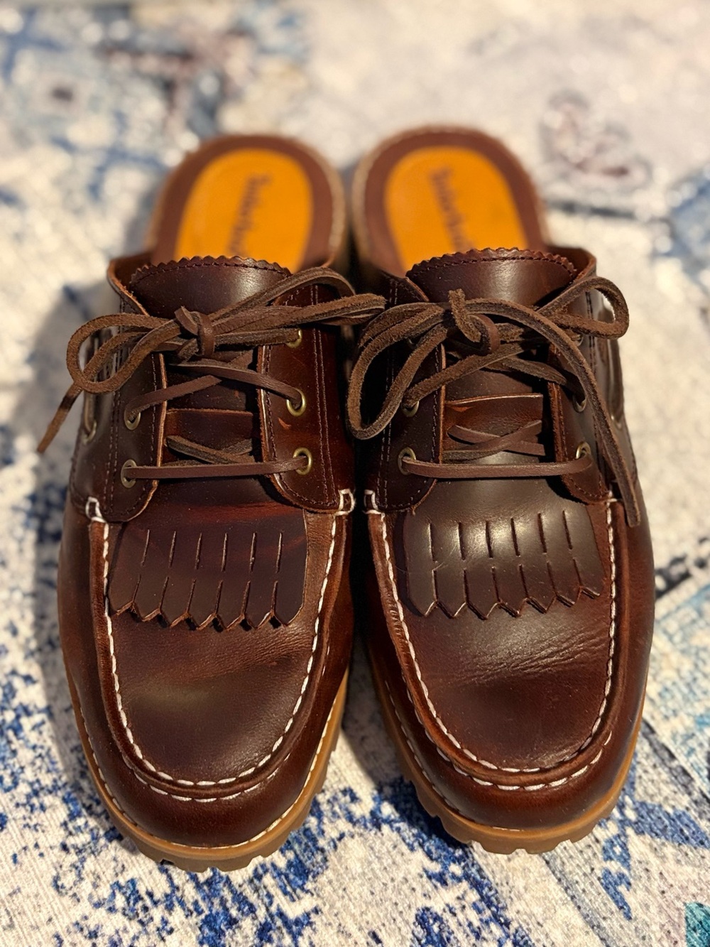 Timberland Brown Leather Kiltie Lace-Up Mule Clogs- Shoes NWT - 10 Women